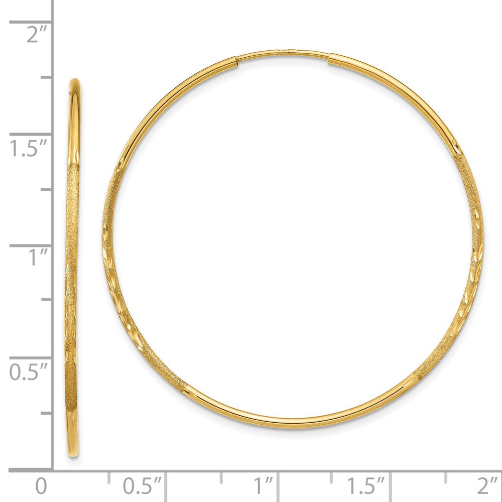 14k Yellow Gold 41 mm Diamond-cut Endless Hoop Earring (1.05 grams)