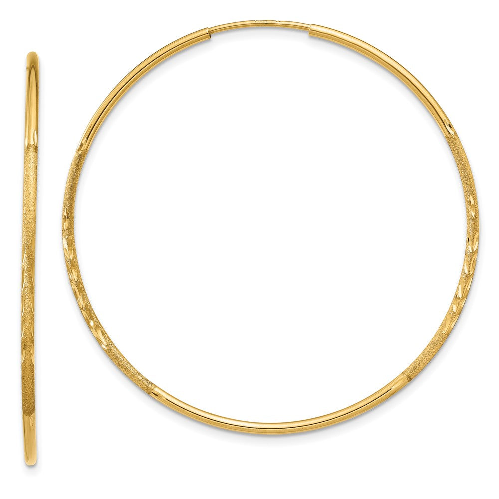 14k Yellow Gold 41 mm Diamond-cut Endless Hoop Earring (1.05 grams)