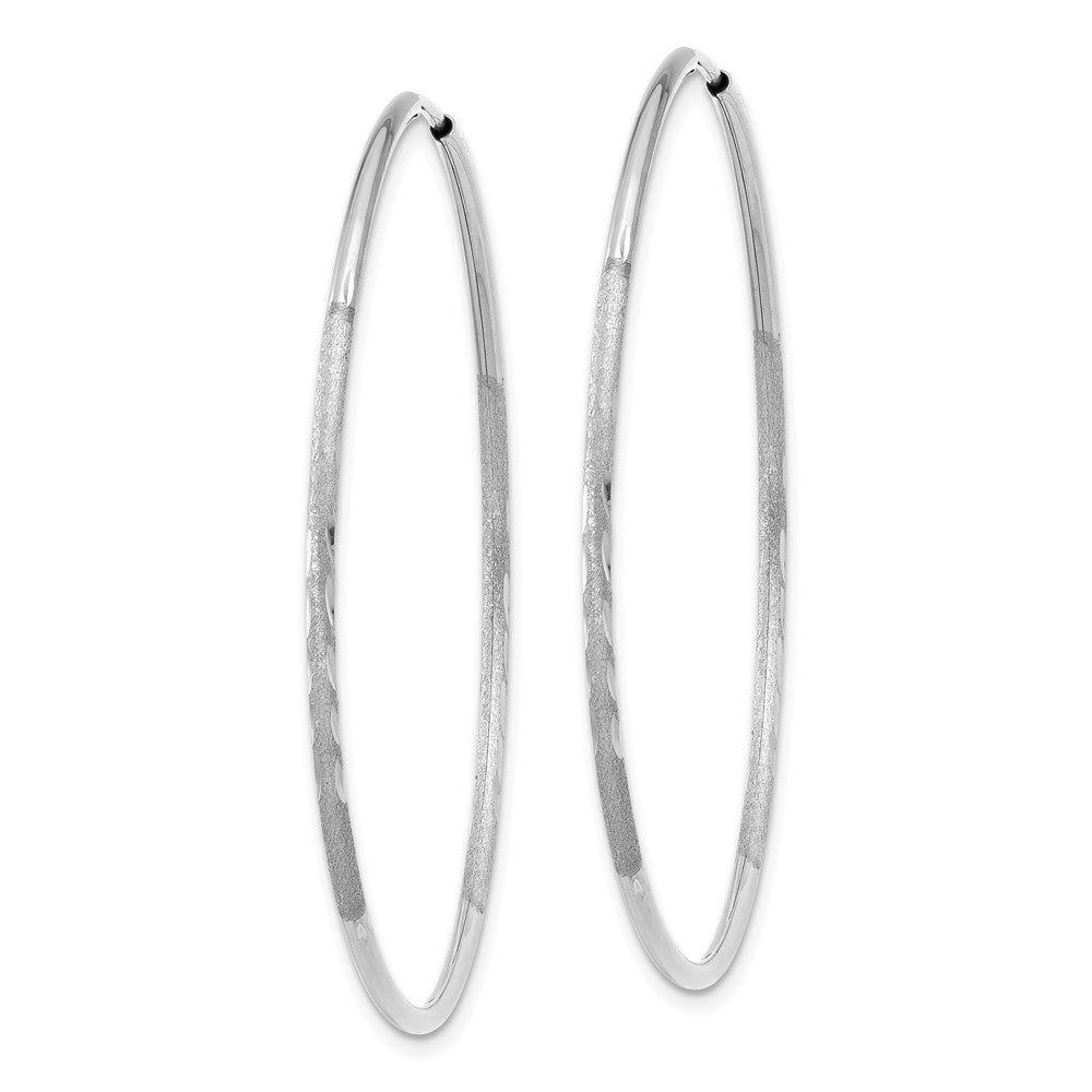 14k White Gold 41 mm Diamond-cut Endless Hoop Earring (1.05 grams)