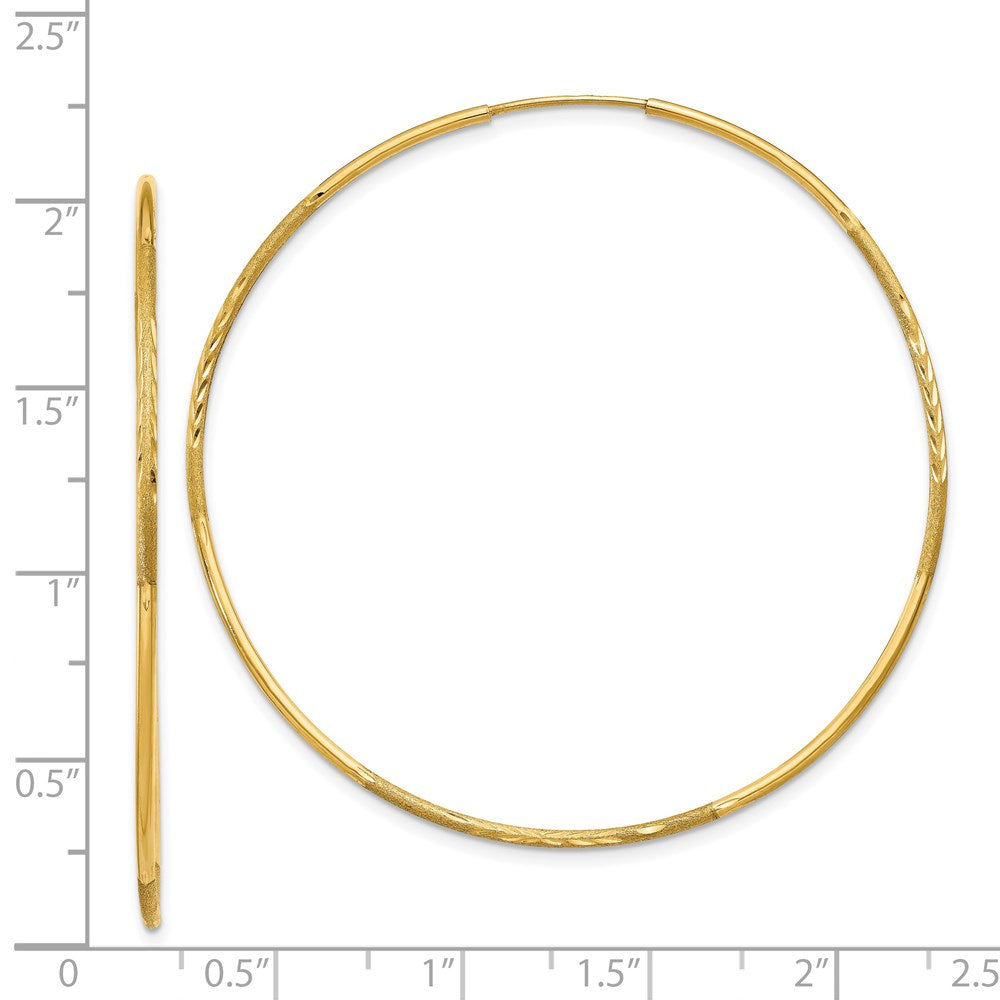 14k Yellow Gold 51 mm Diamond-cut Endless Hoop Earring (1.3 grams)