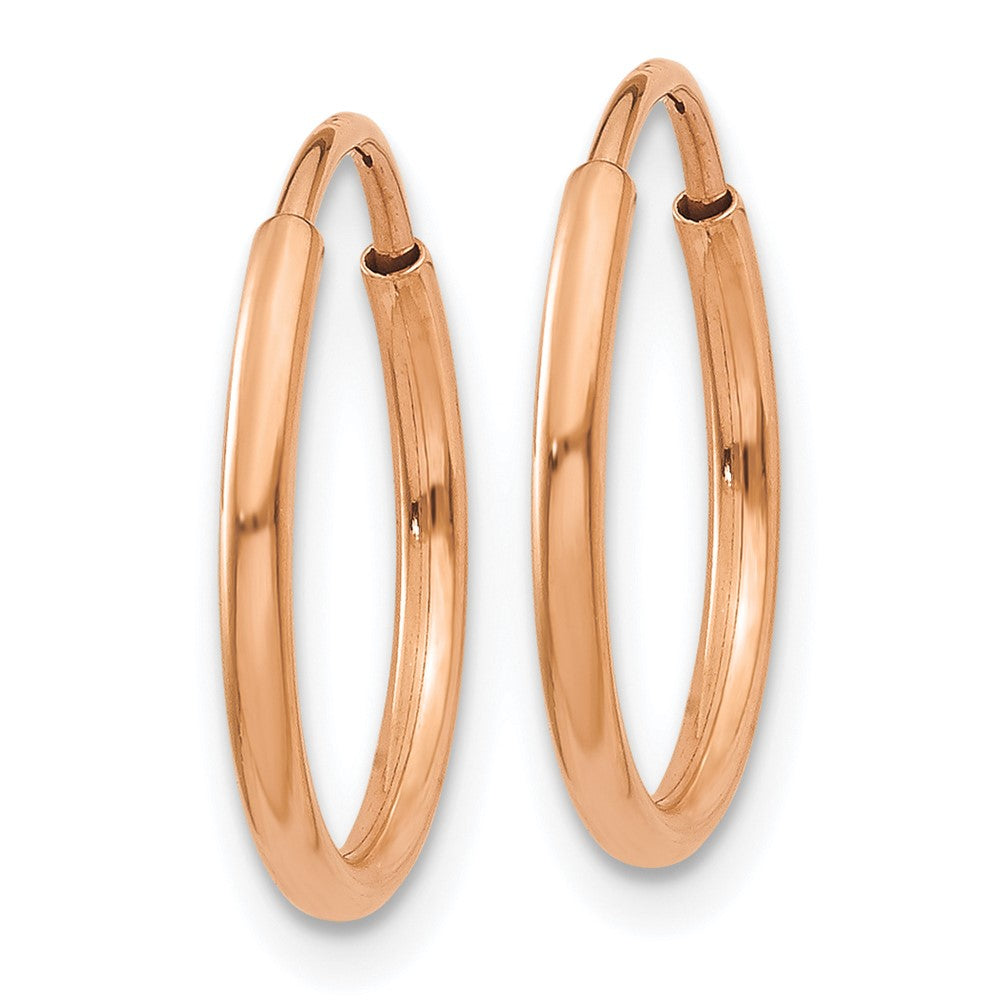 14k Rose Gold 14 mm Polished Endless Hoop Earrings (0.32 grams)