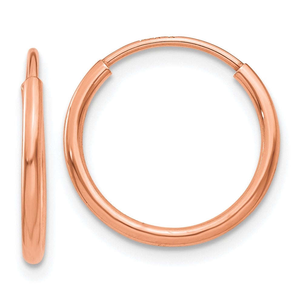 14k Rose Gold 14 mm Polished Endless Hoop Earrings (0.32 grams)