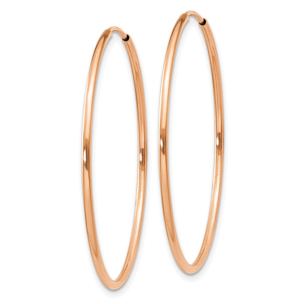 14k Rose Gold 34.5 mm Polished Endless Hoop Earrings (1.23 grams)