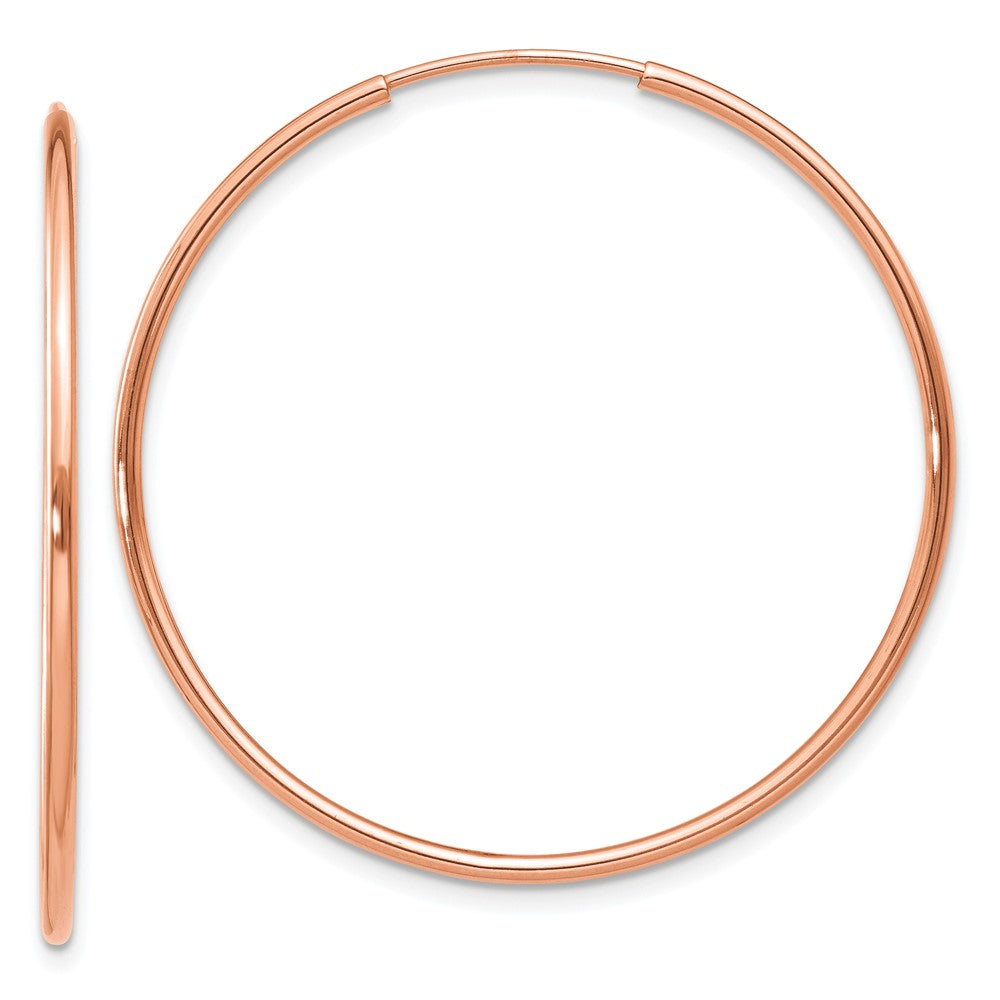 14k Rose Gold 34.5 mm Polished Endless Hoop Earrings (1.23 grams)