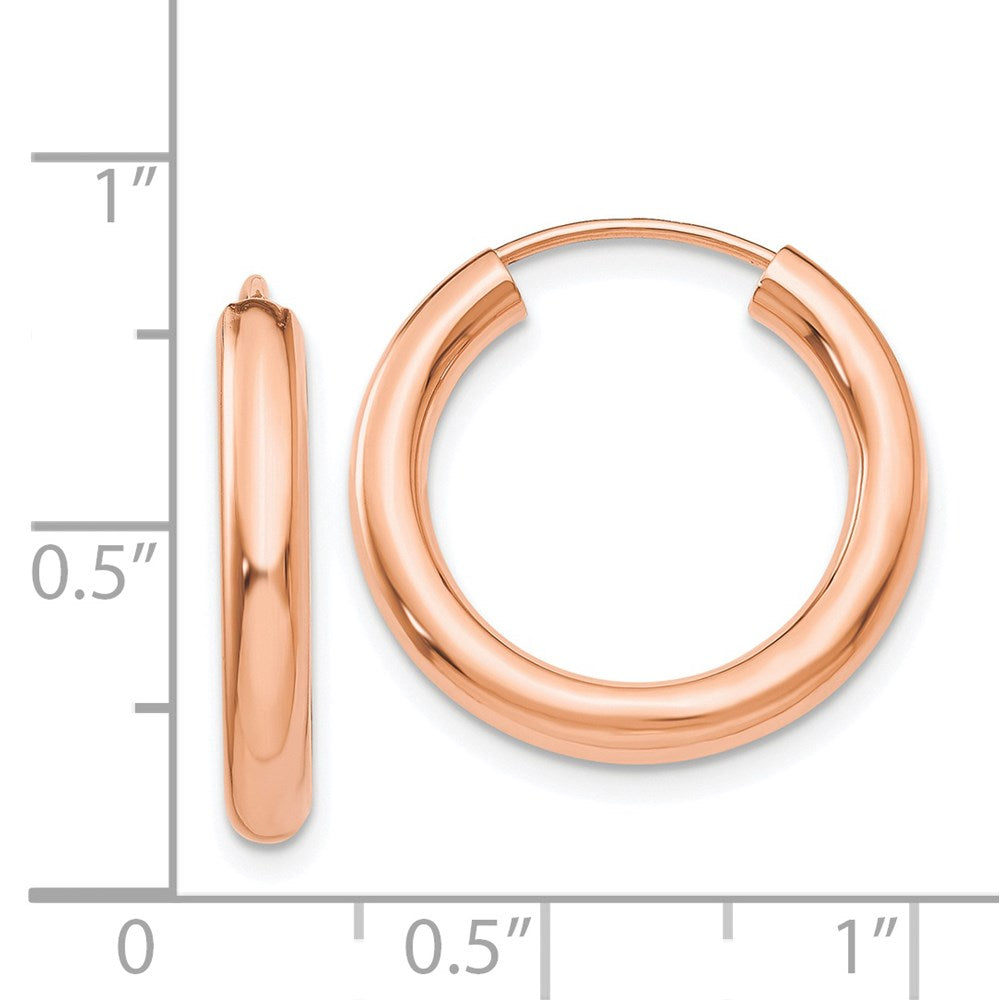 14k Rose Gold 19.5 mm Polished Endless Tube Hoop Earrings (1.15 grams)