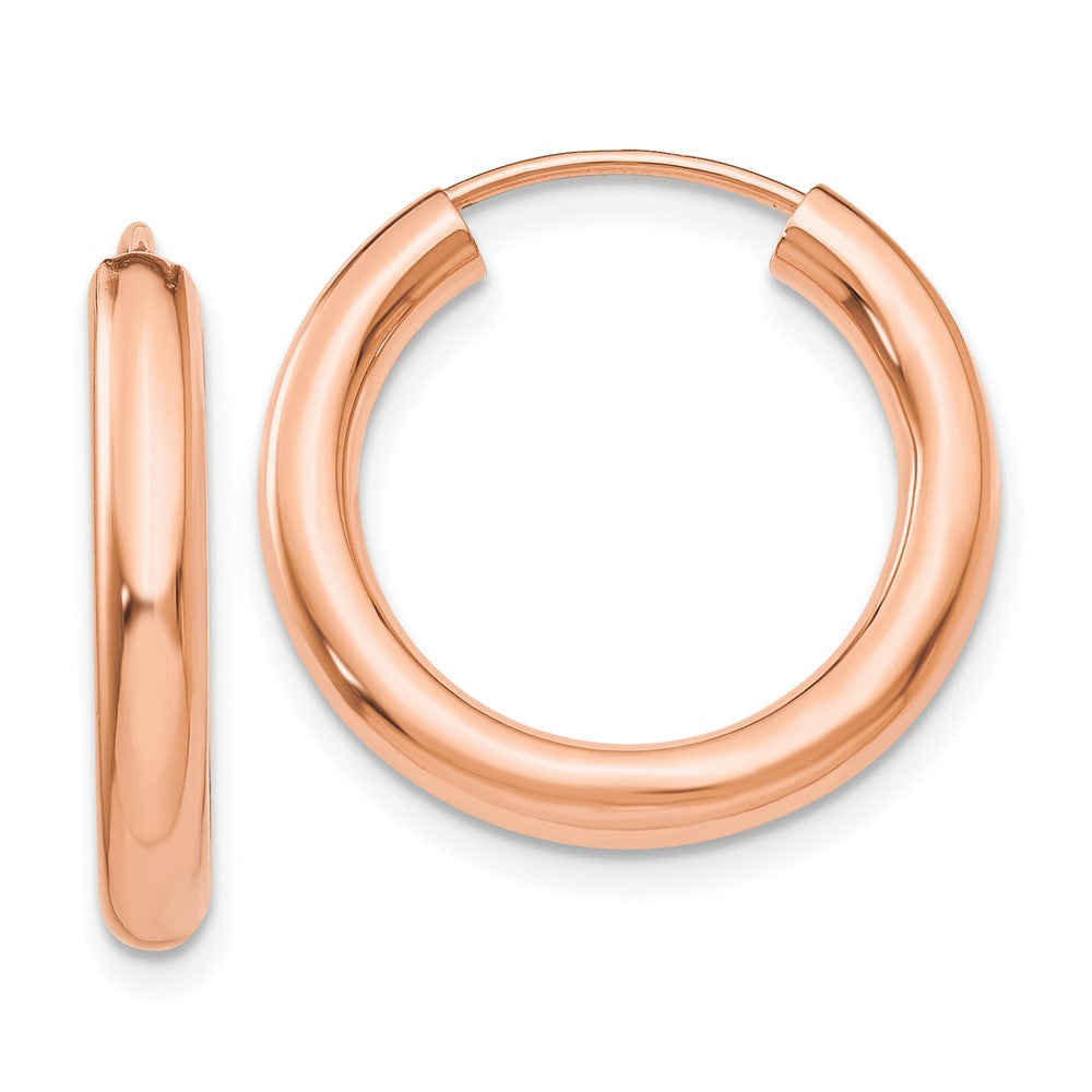 店舗用品 hoopu 14k Rose Gold 19.5 mm Polished Endless Tube Hoop Earrings (1.15 grams)