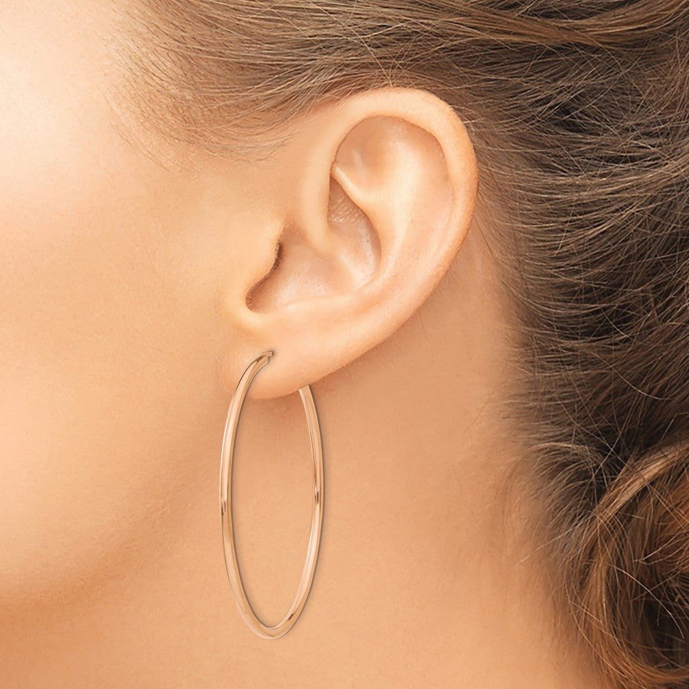 14k Rose Gold 50 mm Hoop Earrings (2.7 grams)