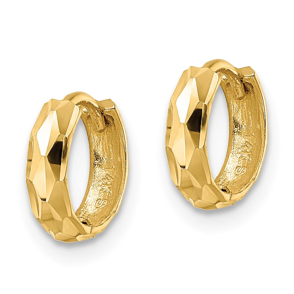 14k Yellow Gold 9.4 mm D/C Hinged Hoop Earrings (0.67 grams)