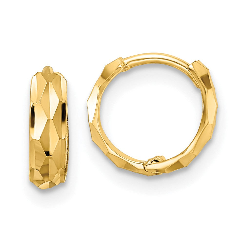 14k Yellow Gold 9.4 mm D/C Hinged Hoop Earrings (0.67 grams)