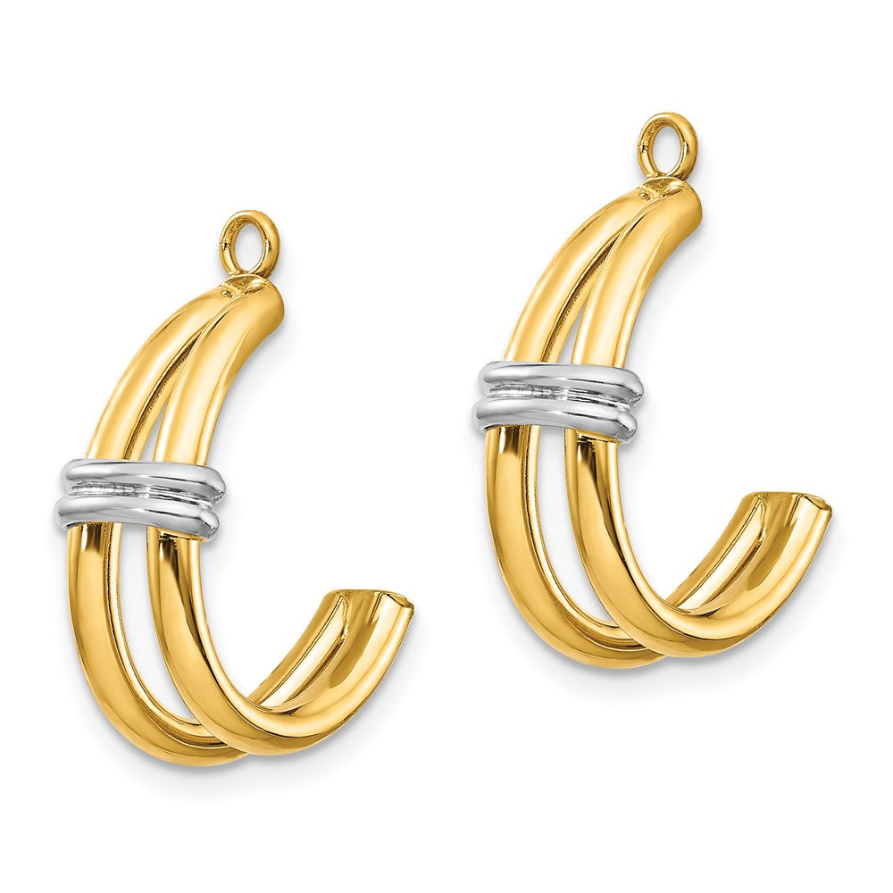 14k Two-tone 12 mm Polished Double J-Hoop Earring Jackets