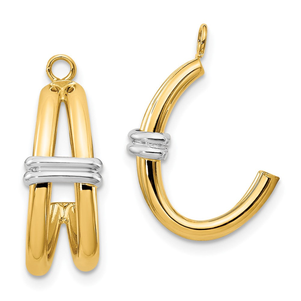 14k Two-tone 12 mm Polished Double J-Hoop Earring Jackets