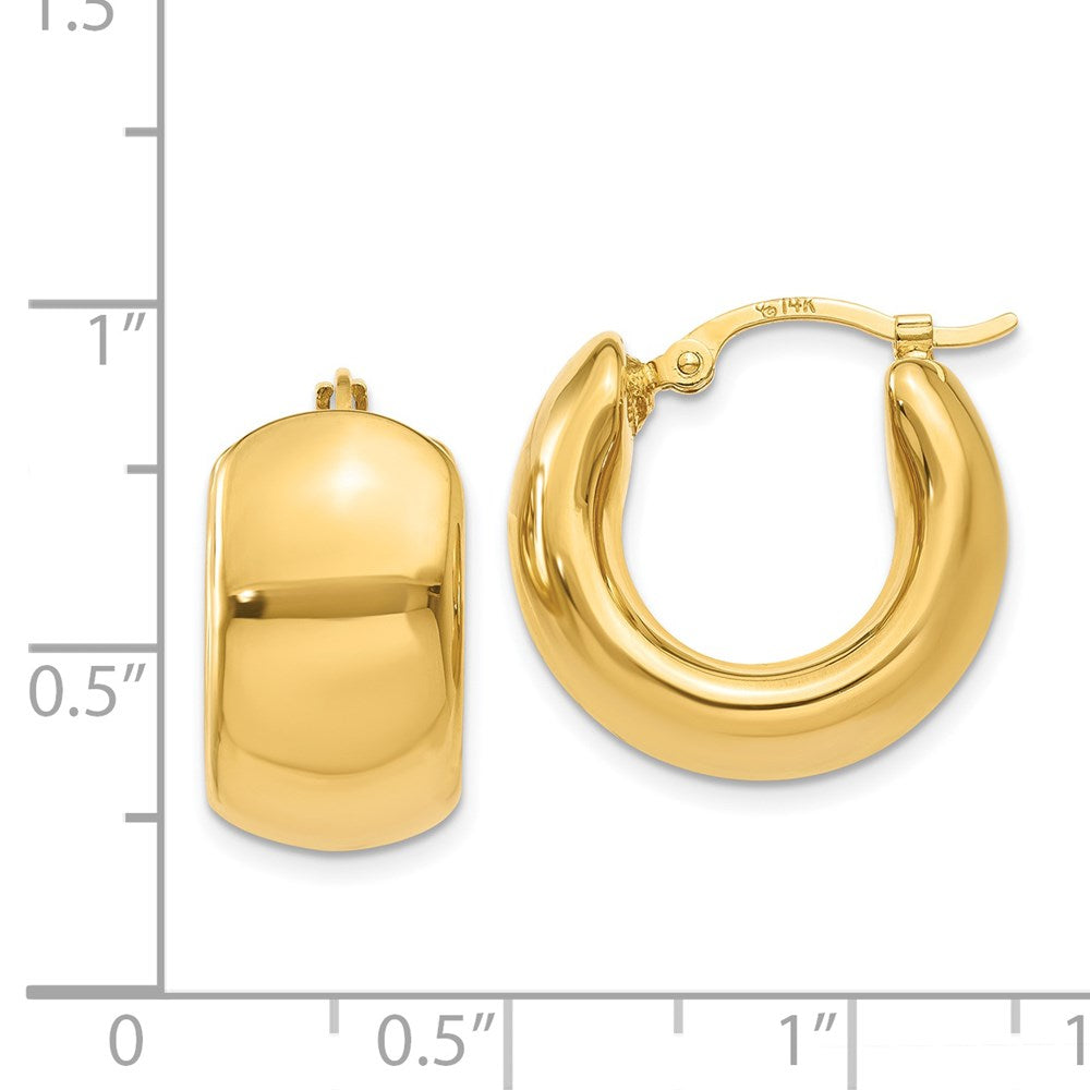 14k Yellow Gold 9 mm Wide Puffed Hoop Earrings (2.69 grams)