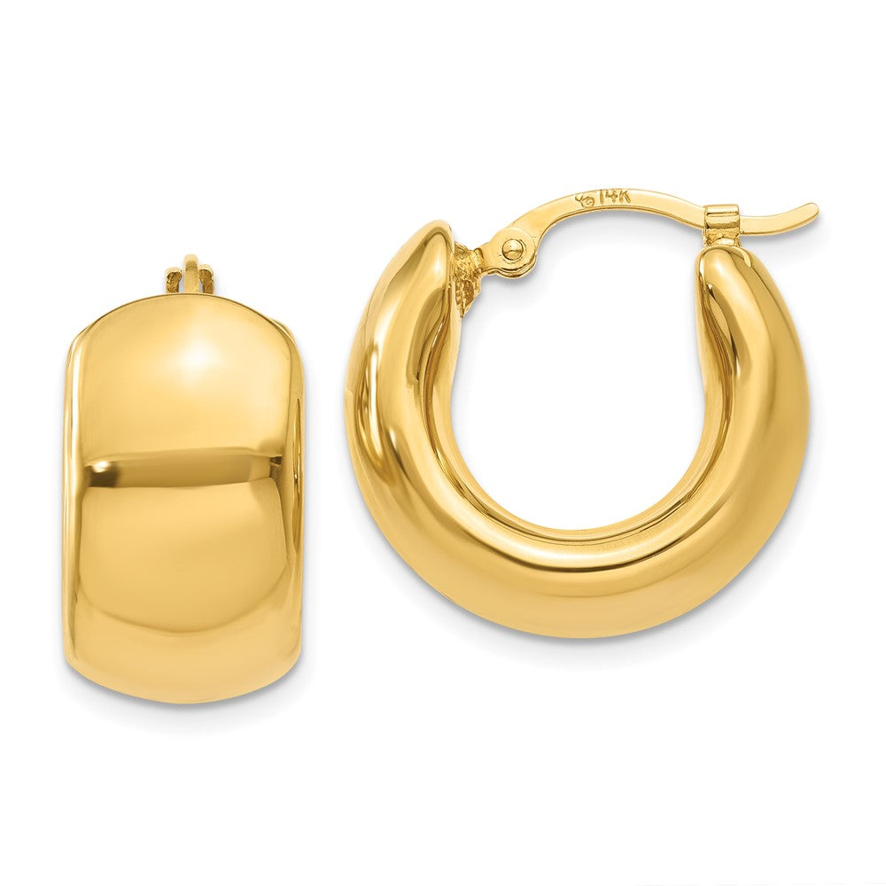14k Yellow Gold 9 mm Wide Puffed Hoop Earrings (2.69 grams)