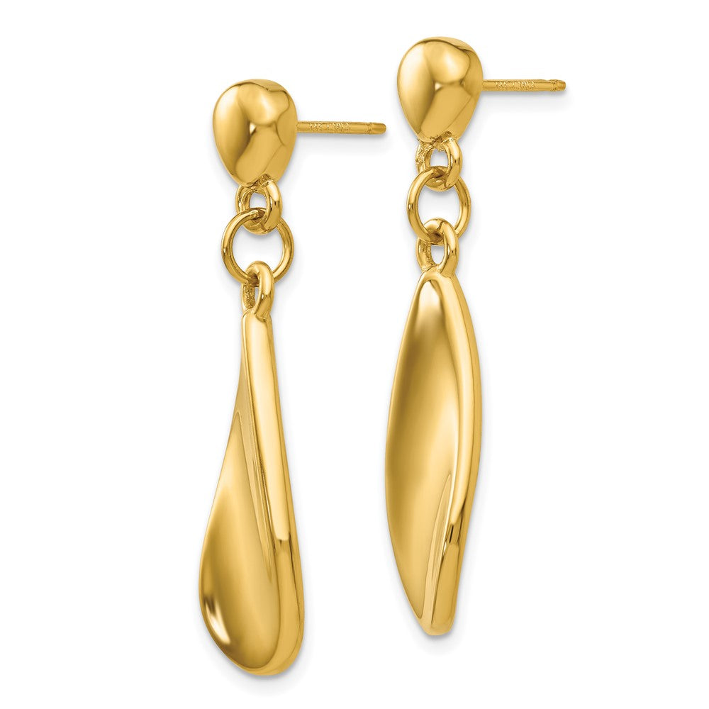 14k Yellow Gold 9 mm Tear Drop Dangle Post Earrings (2.03 grams)