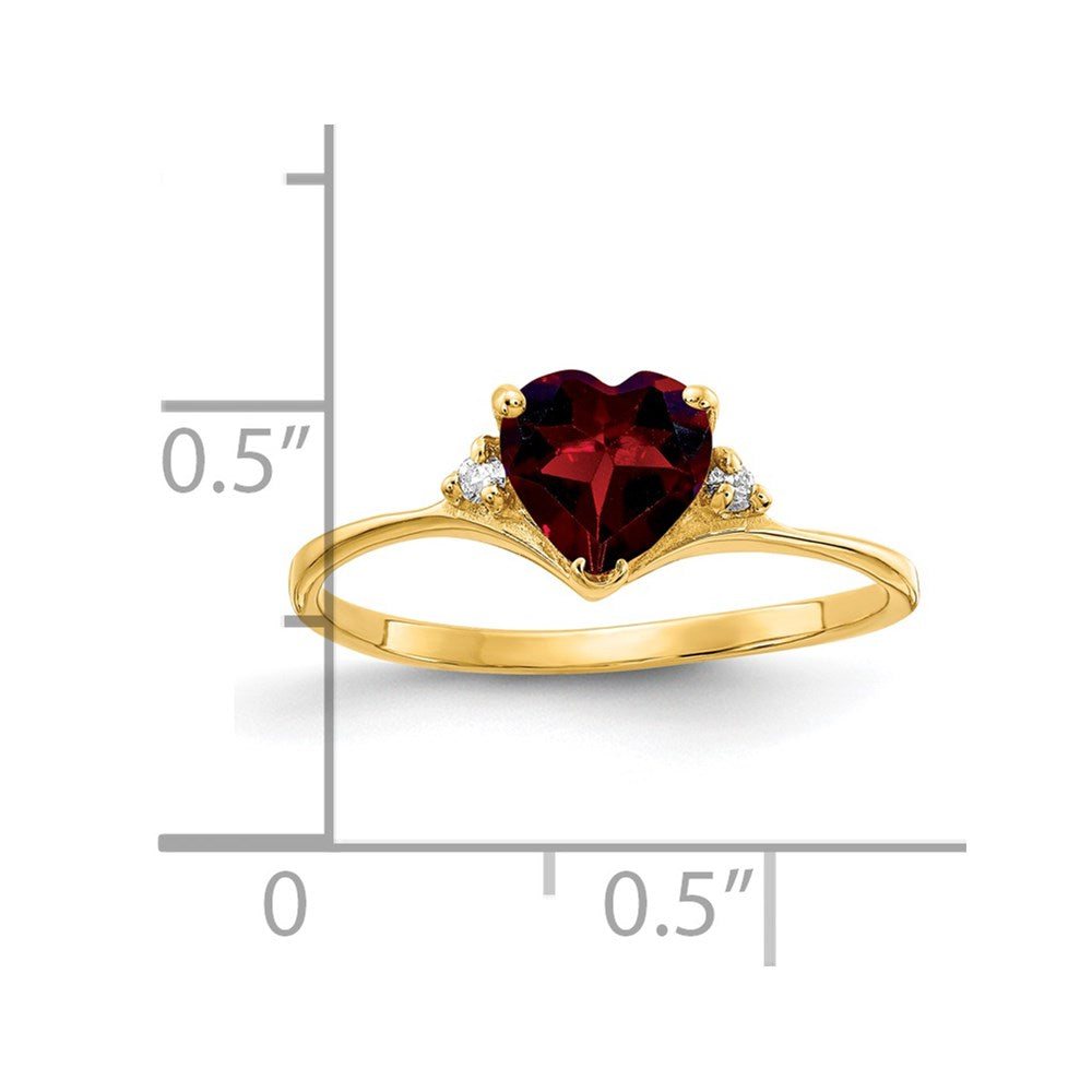 14k 6mm Heart Garnet AA Diamond ring (1.24 grams)