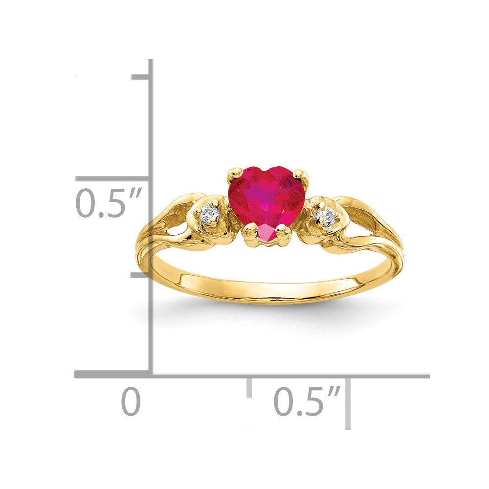 14k 5mm Heart Ruby AA Diamond ring (1.96 grams)