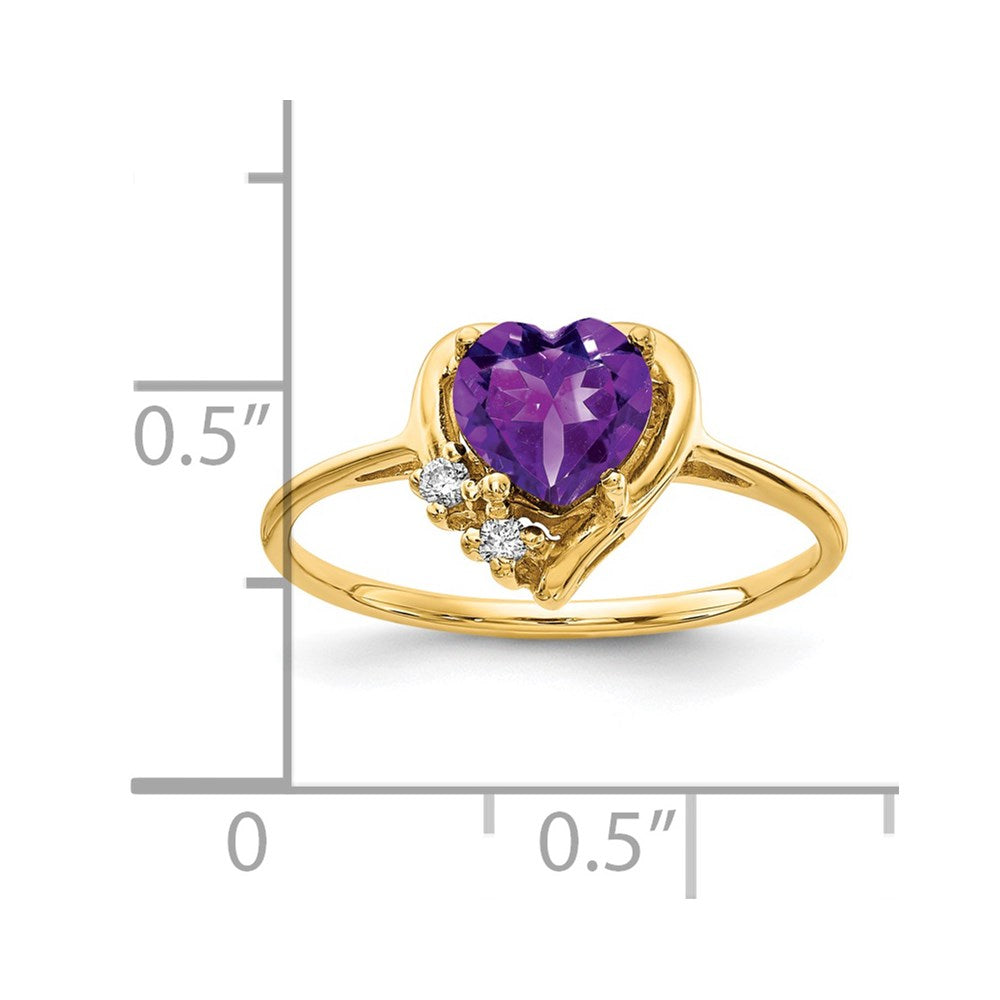 14k 6mm Heart Amethyst AA Diamond ring (1.75 grams)