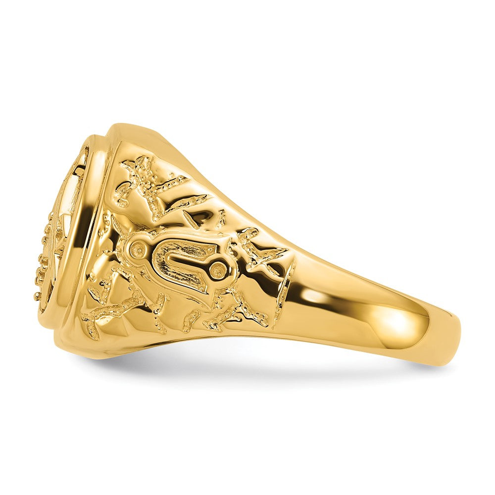 14k Polished and Nugget Texture Masonic Ring Mounting (12.3 grams)