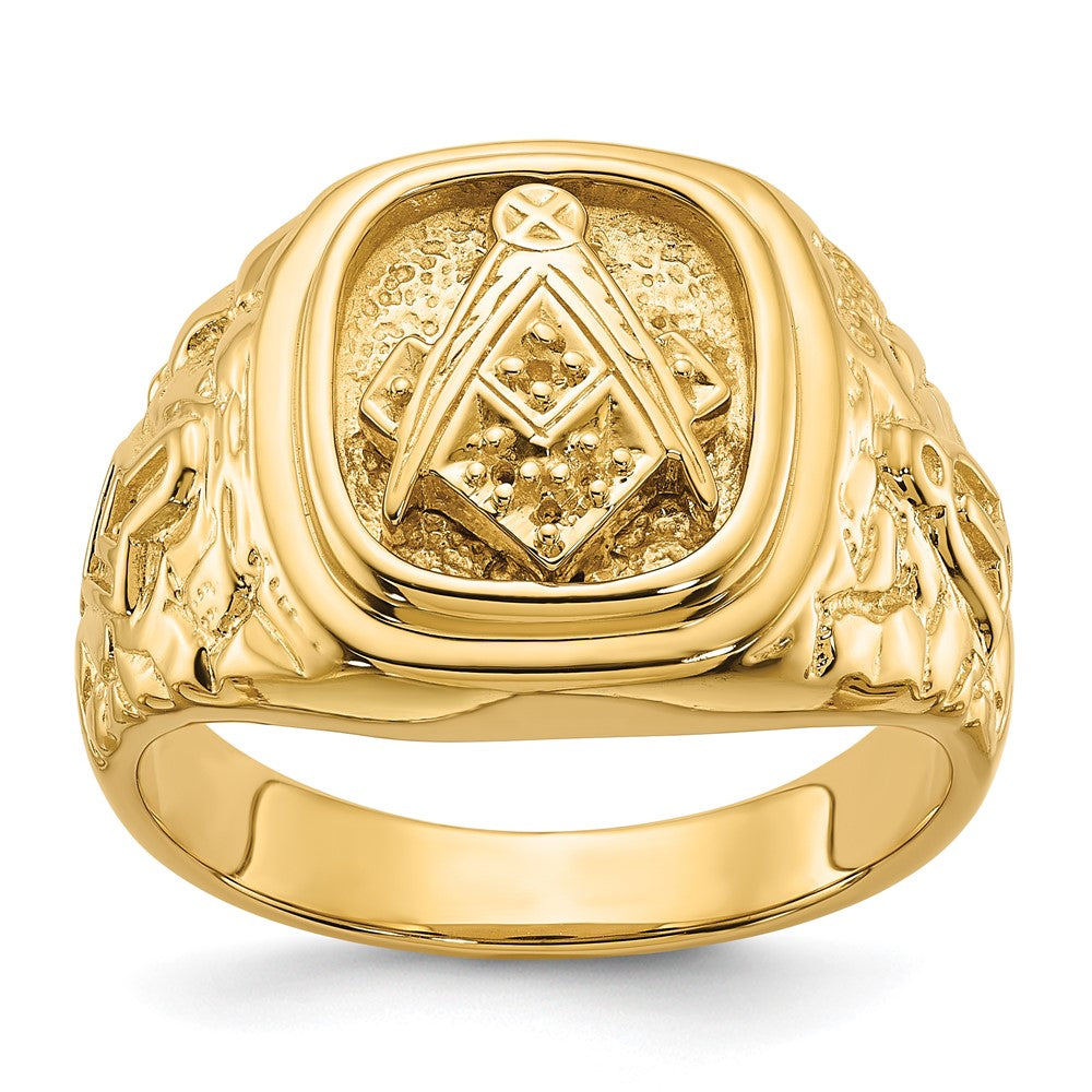 14k Polished and Nugget Texture Masonic Ring Mounting (12.3 grams)