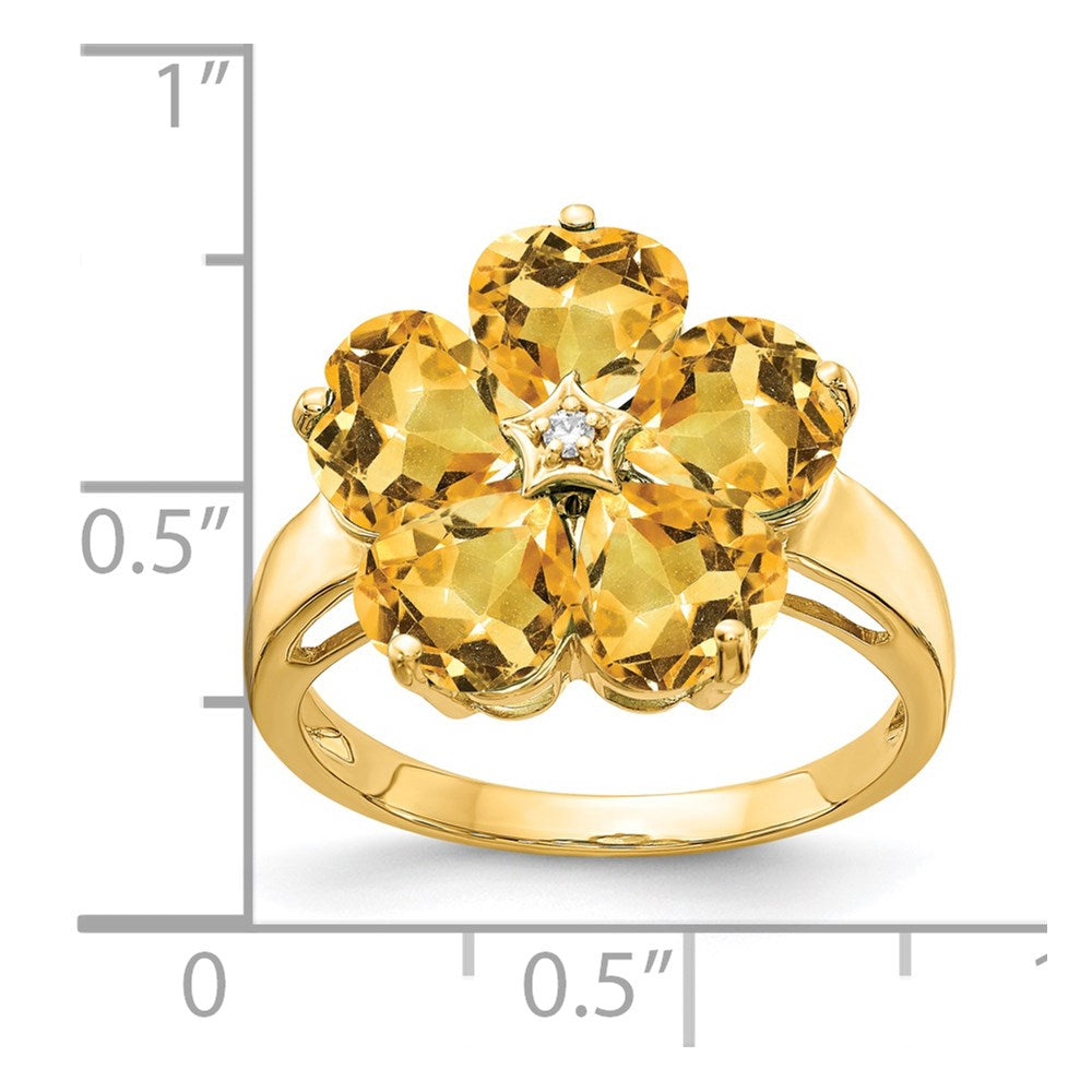14k 6mm Heart Citrine AA Diamond ring (3.6 grams)