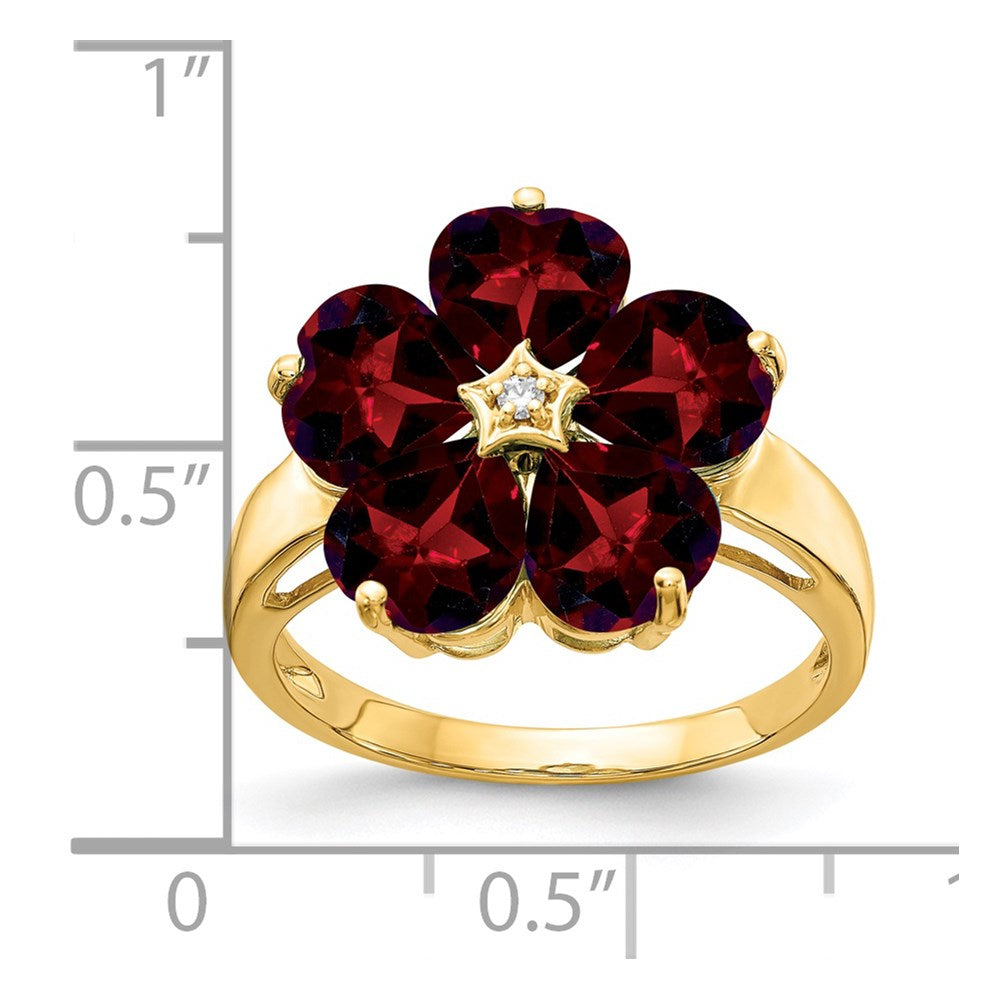 14k 6mm Heart Garnet AA Diamond ring (3.6 grams)