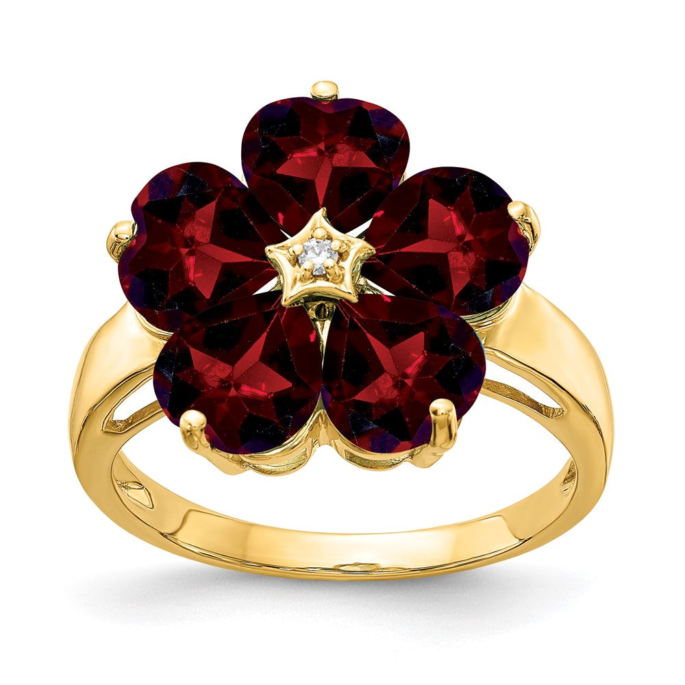 14k 6mm Heart Garnet AA Diamond ring (3.6 grams)
