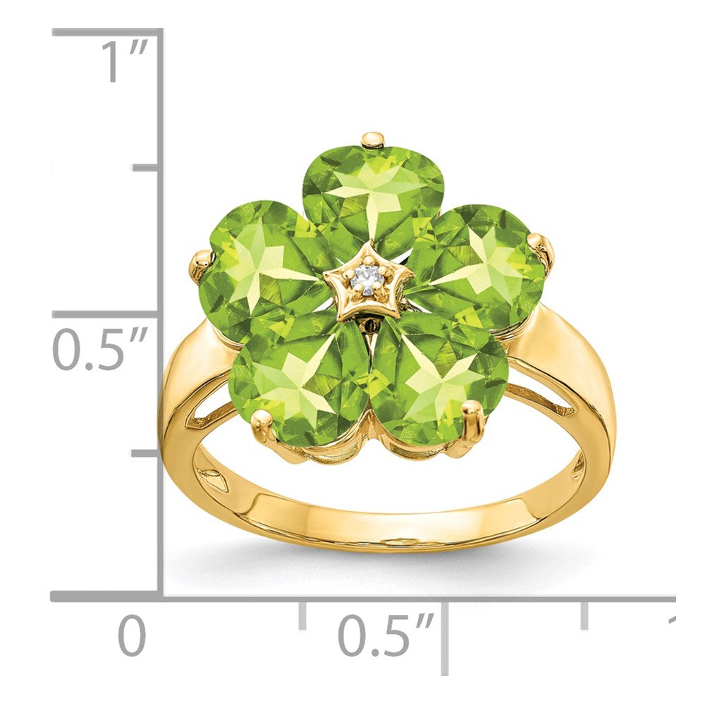 14k 6mm Heart Peridot AA Diamond ring (3.6 grams)