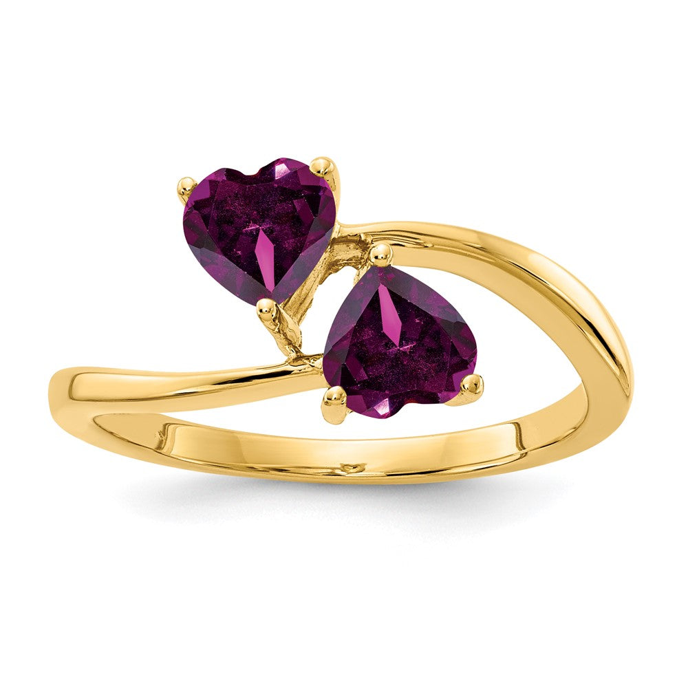 14k 5mm Heart Rhodolite Garnet ring (2.17 grams)