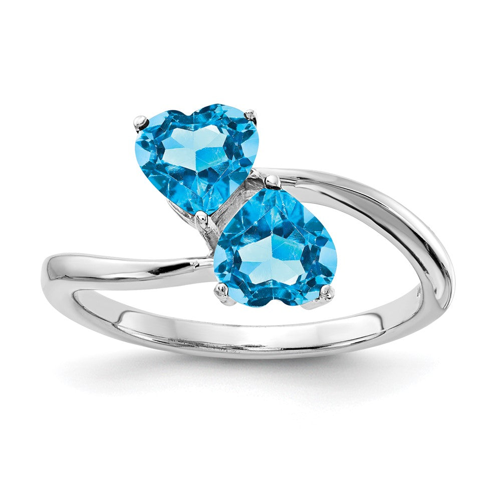 14k White Gold 5mm Heart Blue Topaz ring (2.27 grams)