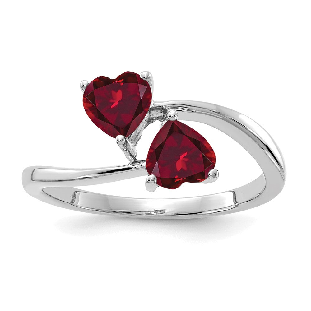 14k White Gold 5mm Heart Created Ruby ring (2.27 grams)