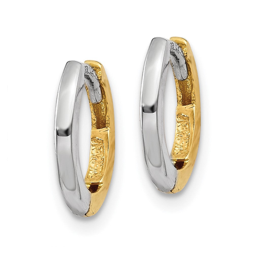 14k Two-tone 1.5 mm Round Hinged Hoop Earrings (1 grams)