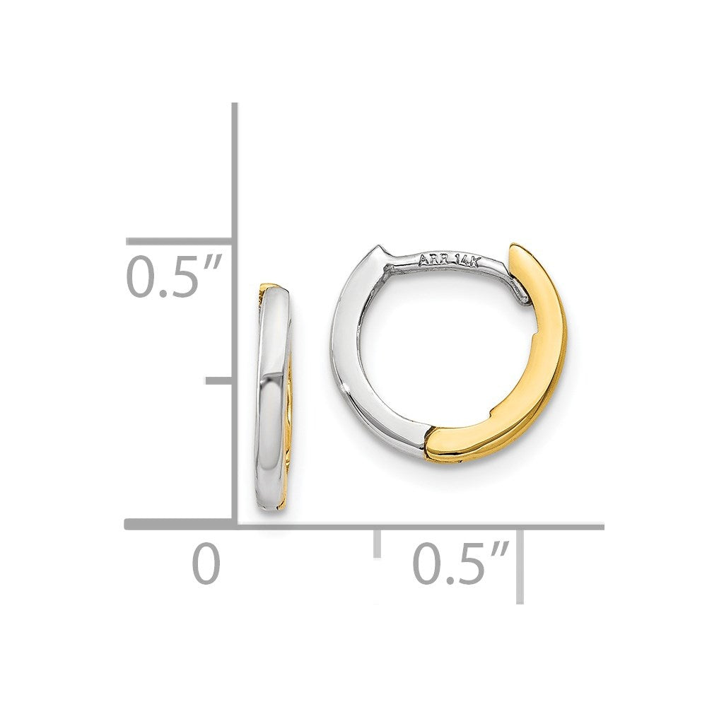 14k Two-tone 1.5 mm Round Hinged Hoop Earrings (1 grams)