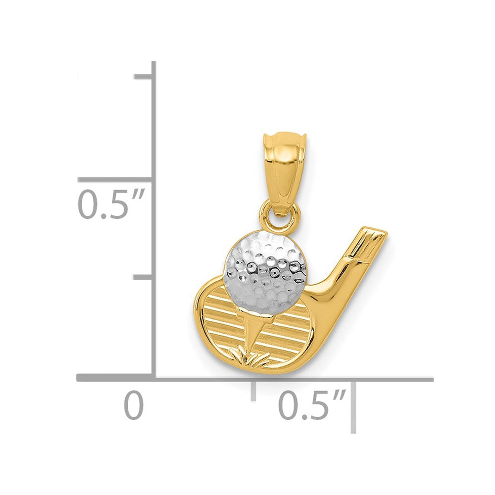 14k Yellow & Rhodium 12 mm  Golf Pendant (0.38 grams)