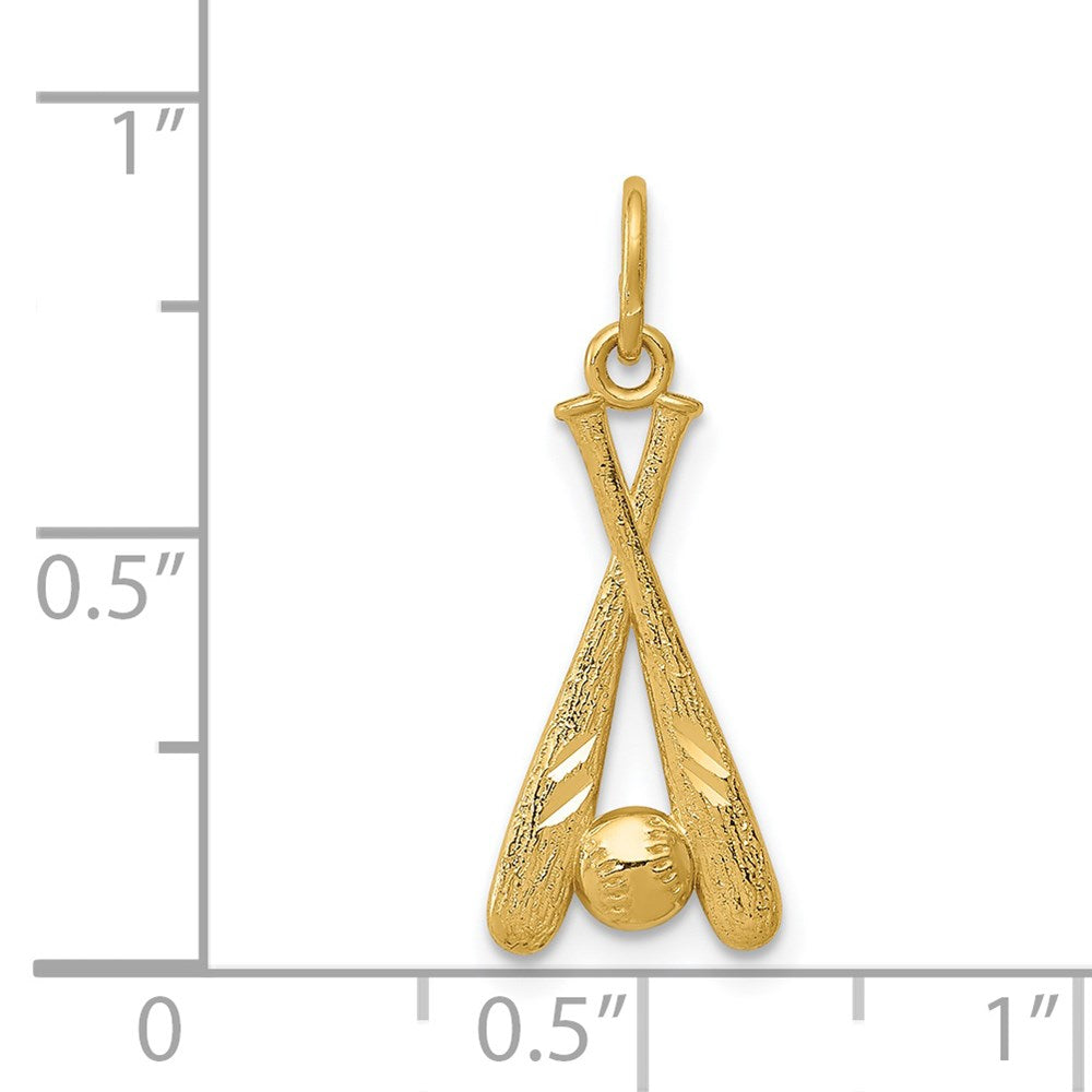 14k Yellow Gold 8 mm Baseball Bats and Ball Pendant (0.48 grams)