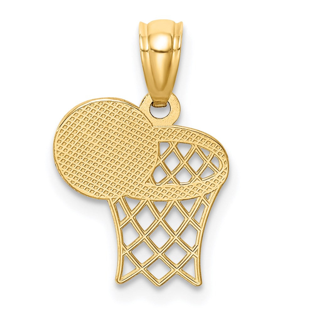 14k Yellow Gold 11 mm Basketball and Hoop Pendant (0.53 grams)
