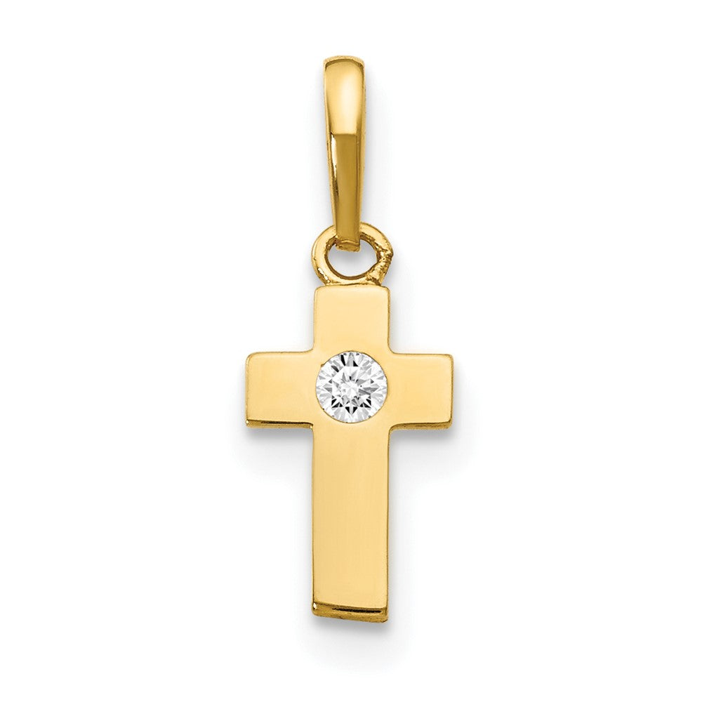 14k CZ Children's Cross Pendant (0.2 grams)