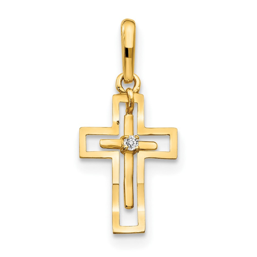 14k CZ Diamond-cut Children's Cross Pendant (0.29 grams)