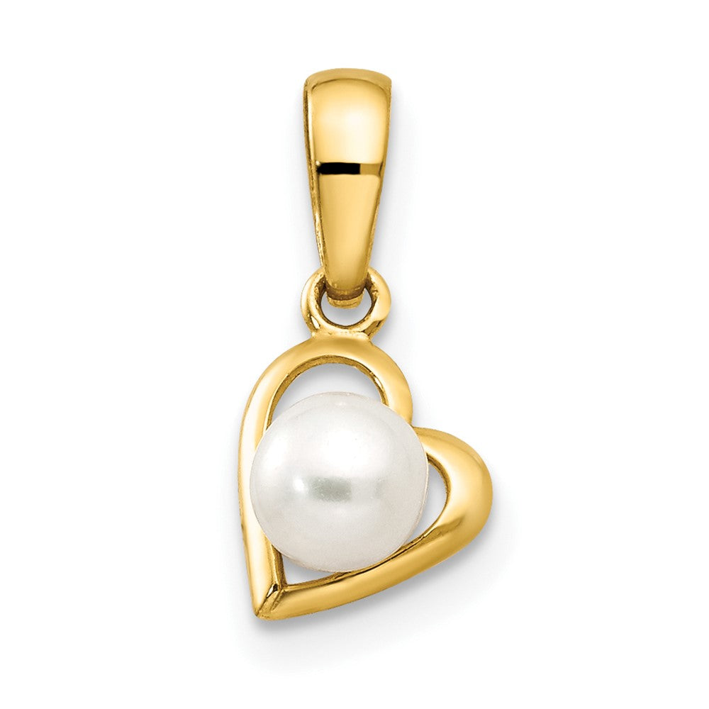 14k FW Cultured Pearl Children's Heart Pendant (0.36 grams)