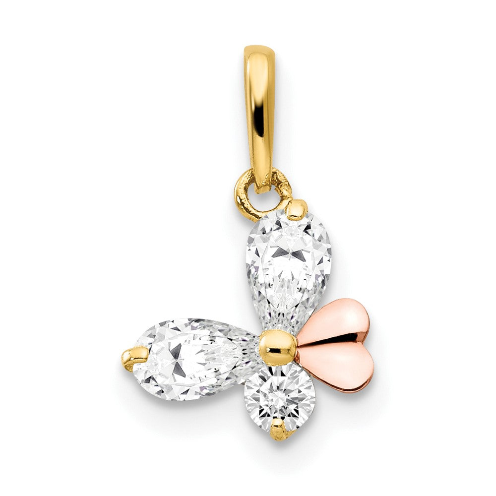 14k Yellow and Rose Gold CZ Children's Butterfly Pendant (0.43 grams)