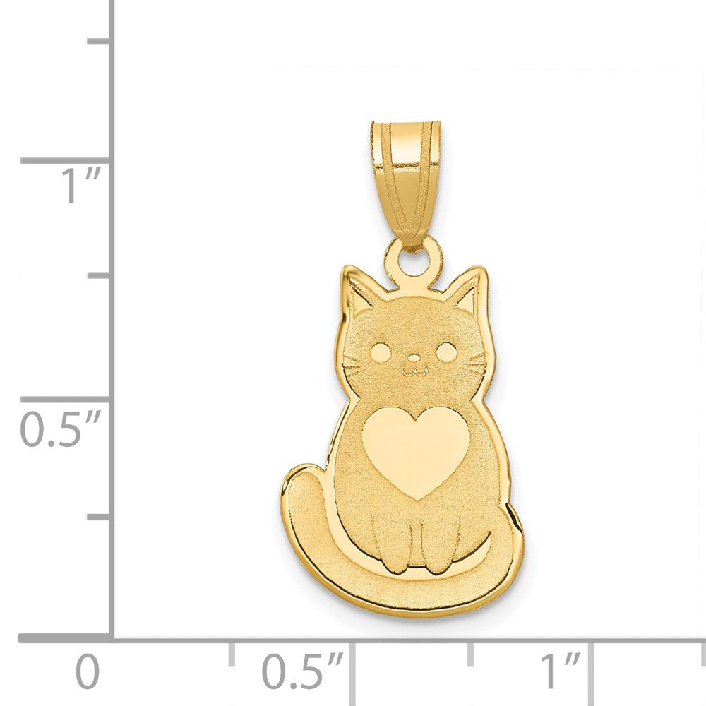 14k Laser Cut Cat with Heart Charm (1.06 grams)