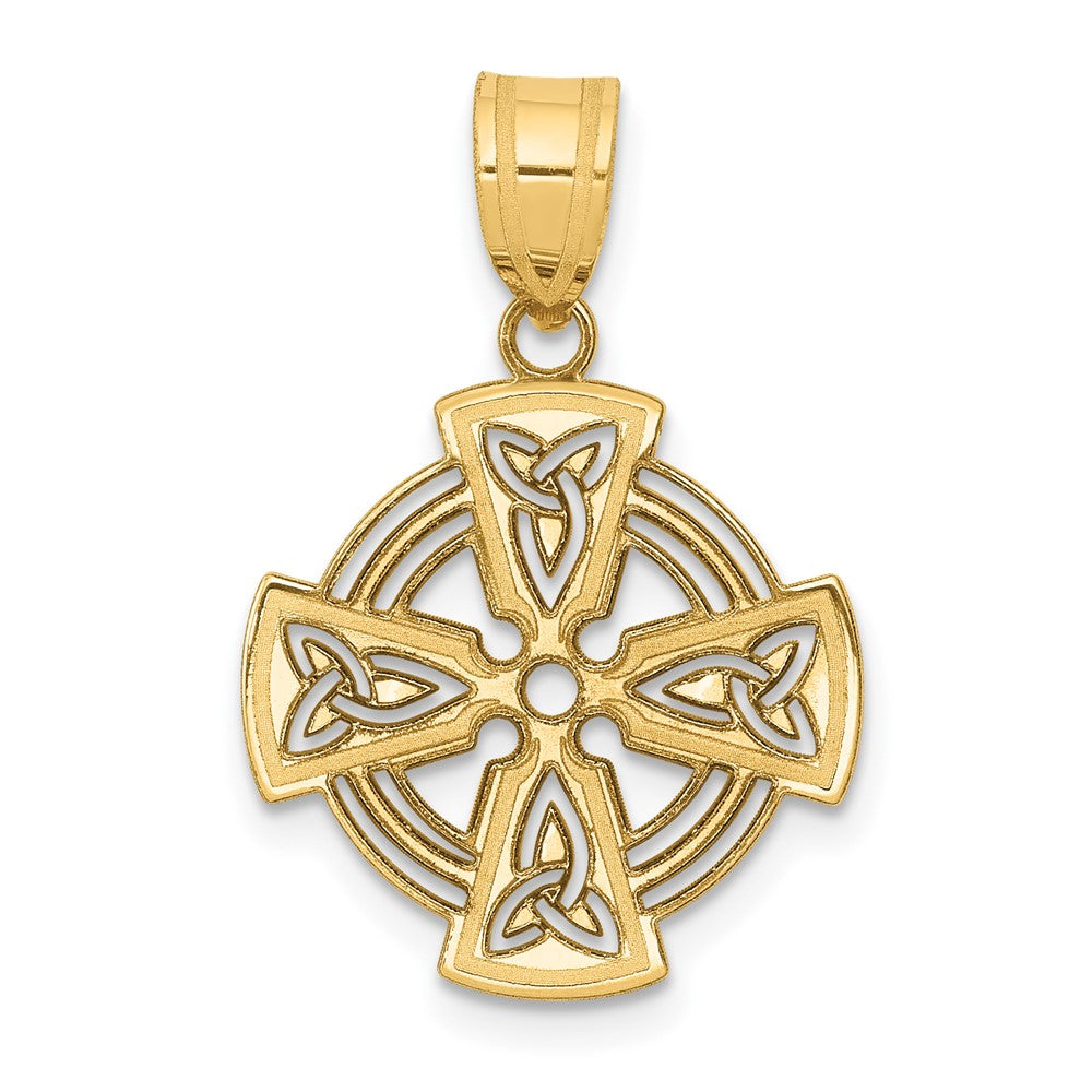 14k Yellow Gold 16 mm Laser Cut Celtic Cross Charm (1.19 grams)