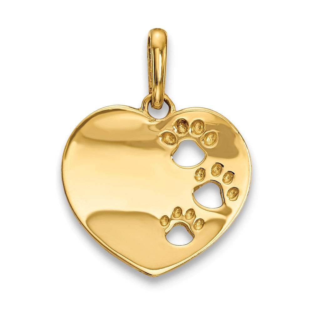 14k Childrens Heart with Pawprints Pendant (0.64 grams)