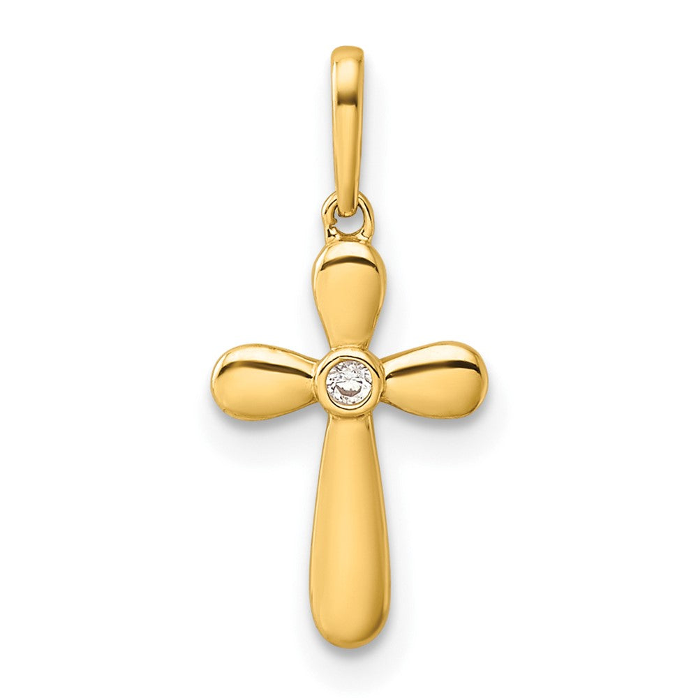 14k Childrens CZ Cross Pendant (0.41 grams)