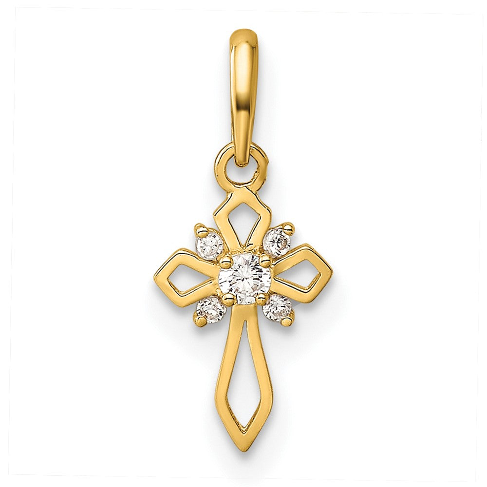 14k Childrens Fancy CZ Cross Pendant (0.25 grams)