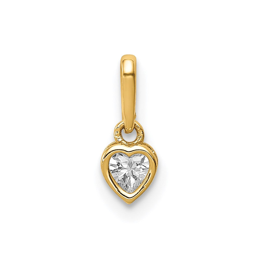 14K CZ Heart Dangle Pendant (0.21 grams)