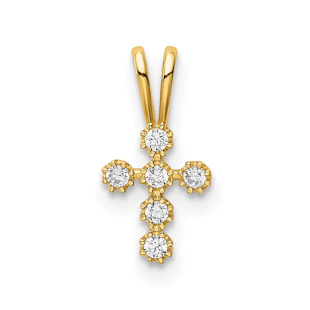 14K CZ Cross Pendant (0.22 grams)