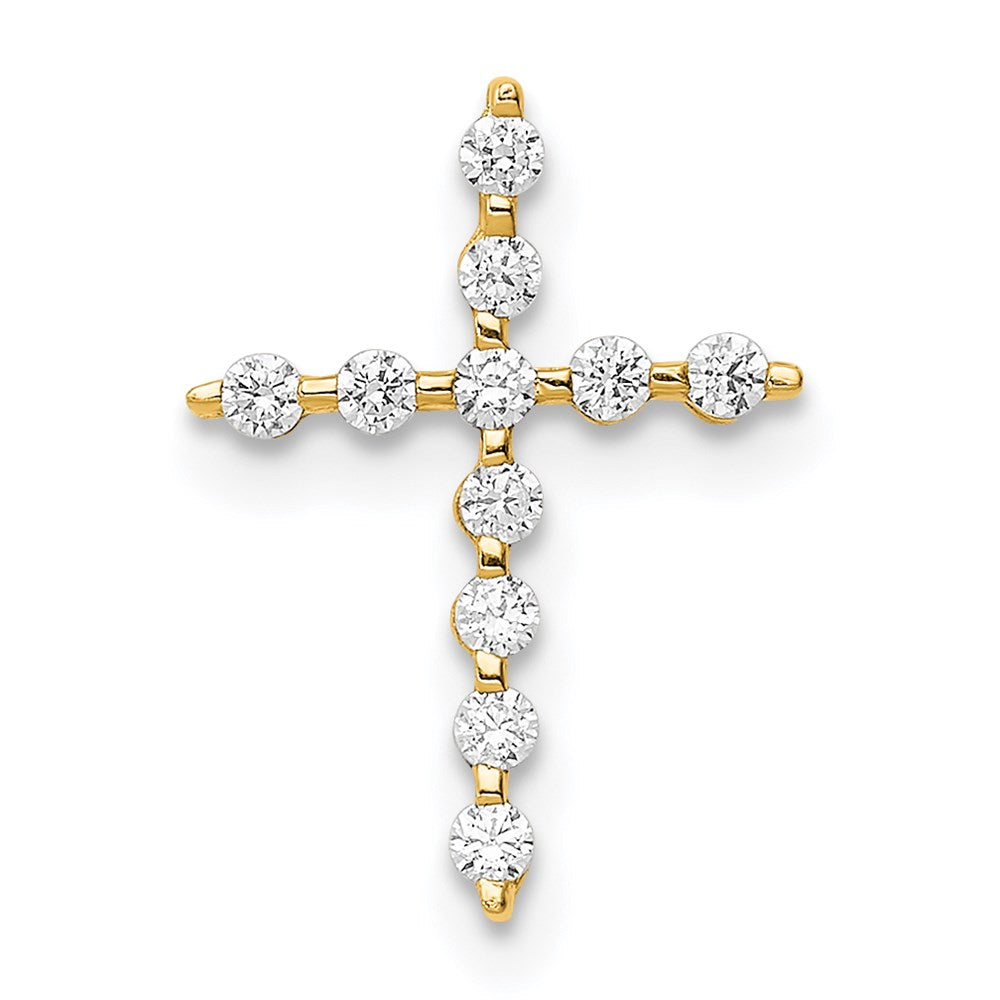 14K CZ Cross Pendant Chain Slide (0.38 grams)