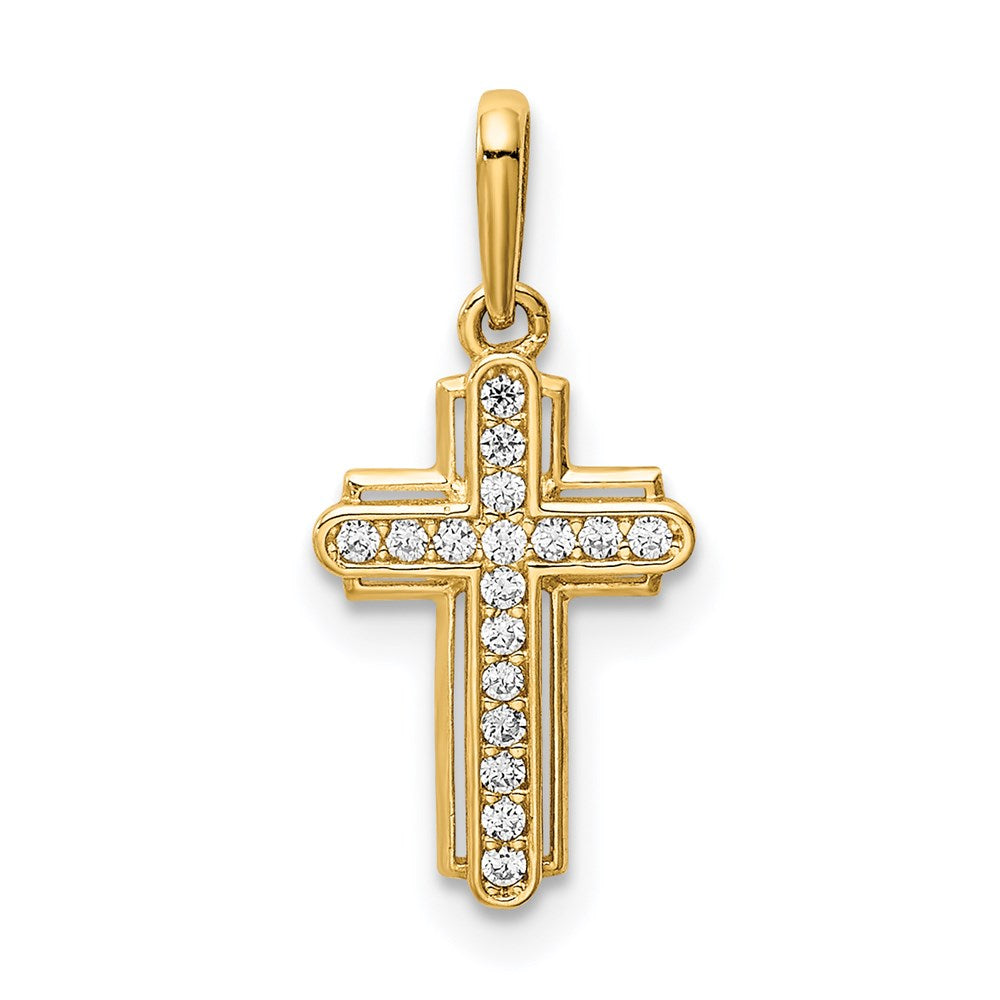 14K Cross CZ Pendant (0.45 grams)