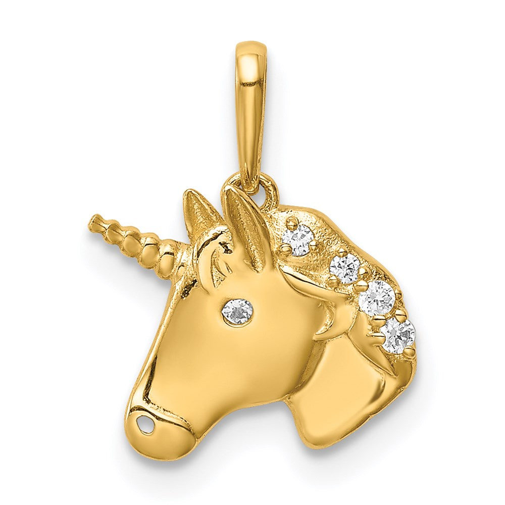 14K Unicorn CZ Pendant (0.64 grams)