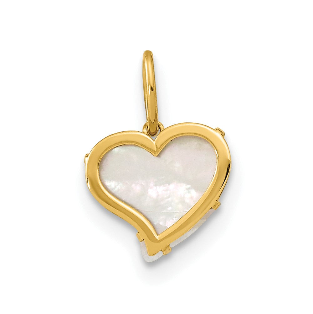 14K Polished Mother of Pearl Heart Pendant (0.26 grams)